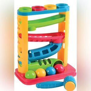 Pound A Ball Baby Toddler Kids Colorful Cause & Effect Ball & Hammer Ramp Toy.